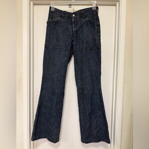 Diesel jeans with embroidered stars, zippered boot cut bottoms from 2001 Size 30